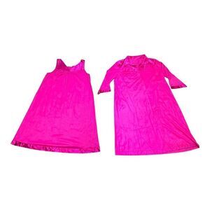 Vanity Fair Womens Vintage Pink Nightgown & Robe Set Size Large Housecoat Sexy